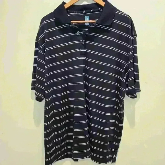 PGA Tour Men's XXL Striped Navy Golf Polo Shirt - Picture 1 of 11
